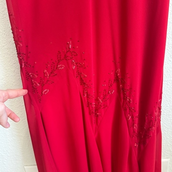 VTG Y2K Xcape Womens 10 Maxi Dress Beaded Red Fairycore Boho Romantic Dainty - Picture 13 of 13